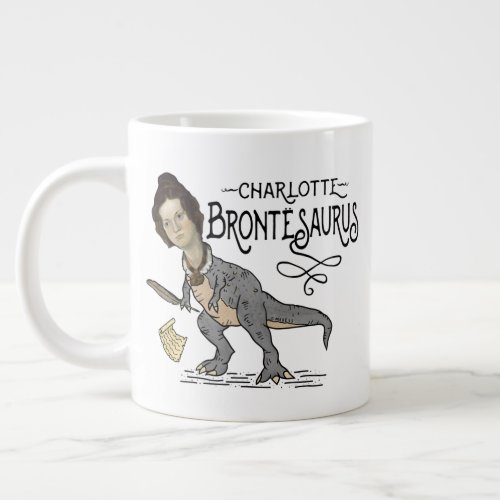 Funny Charlotte Bronte Saurus Dinosaur Book Reader Giant Coffee Mug