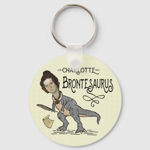 Funny Charlotte Bronte Saurus Dinosaur Book Reader Keychain