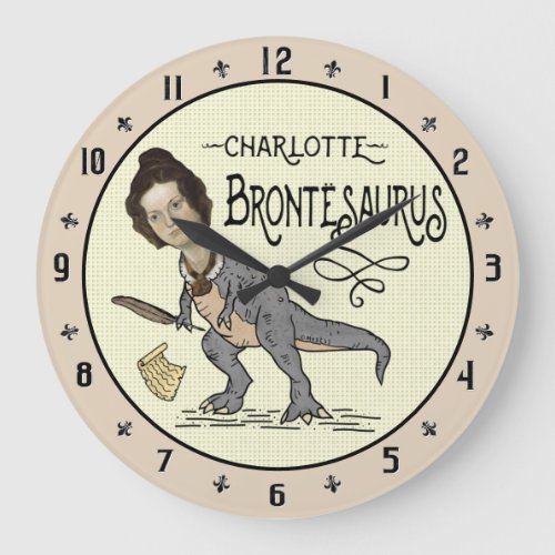 Funny Charlotte Bronte Saurus Dinosaur Book Reader Large Clock