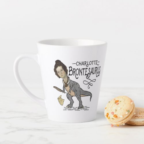 Funny Charlotte Bronte Saurus Dinosaur Book Reader Latte Mug