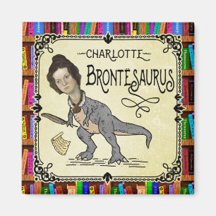 Funny Charlotte Bronte Saurus Dinosaur Book Reader Magnet