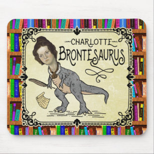 Funny Charlotte Bronte Saurus Dinosaur Book Reader Mouse Pad
