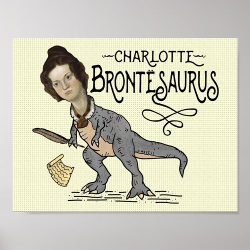 Funny Charlotte Bronte Saurus Dinosaur Book Reader Poster