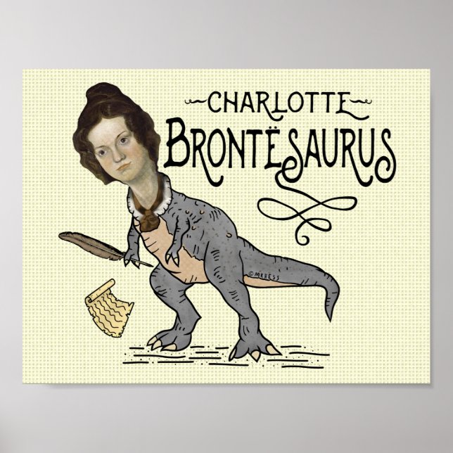 Funny Charlotte Bronte Saurus Dinosaur Book Reader Poster (Front)