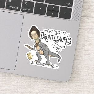 Funny Charlotte Bronte Saurus Dinosaur Book Reader Sticker