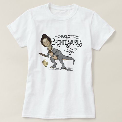 Funny Charlotte Bronte Saurus Dinosaur Book Reader T_Shirt