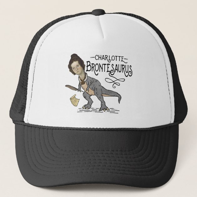 Funny Charlotte Bronte Saurus Dinosaur Book Reader Trucker Hat | Zazzle