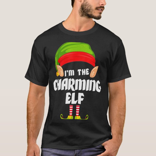 Funny Charming Elf Matching Family Group Pj Christ T-Shirt (Front)
