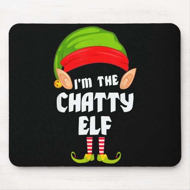 Funny Chatty Elf Matching Family Group Pj Christma Mouse Pad (Front)