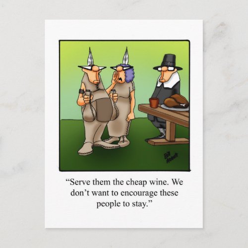 Funny Cheap Wine Humor Thanksgiving Postcard