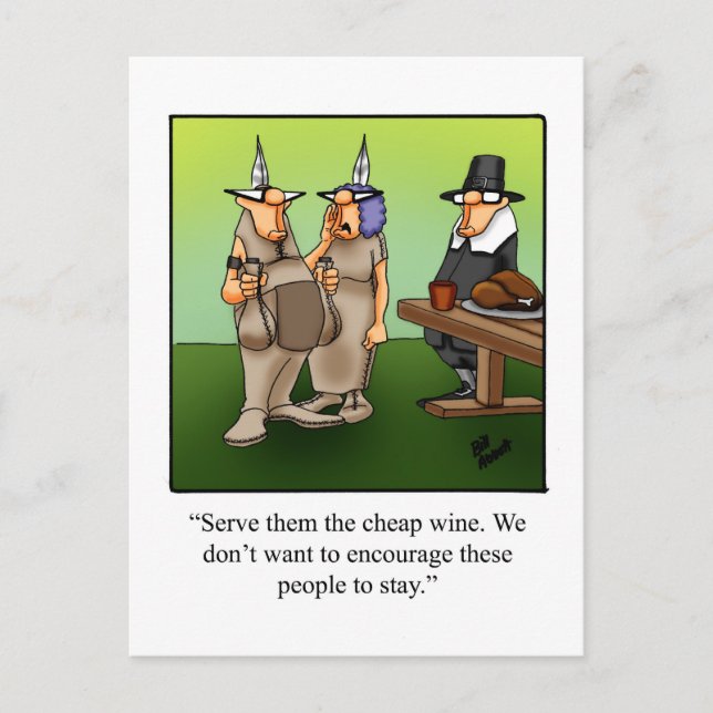 Funny Cheap Wine Humor Thanksgiving Postcard (Front)