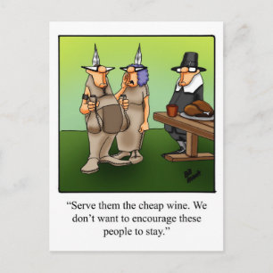 Funny Cheap Wine Humor Thanksgiving Postcard