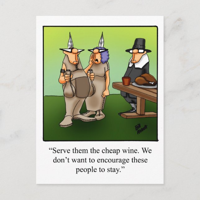 Funny Cheap Wine Humor Thanksgiving Postcard (Front)
