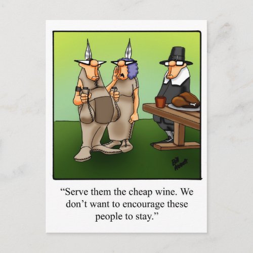 Funny Cheap Wine Humor Thanksgiving Postcard