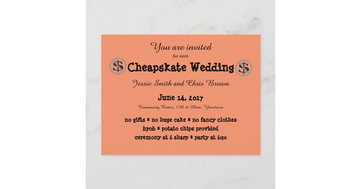 Funny Cheapskate Wedding Invitation | Zazzle.com