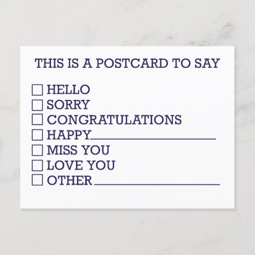 Funny Check Mark Choose Your Greeting Holiday Postcard