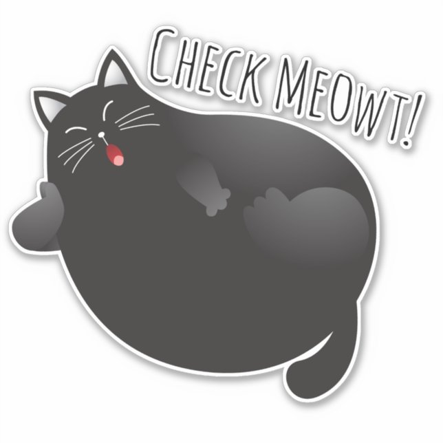 Funny check me out black cat sticker (Front)