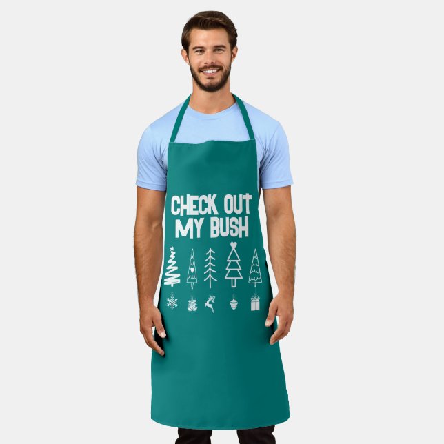 Funny Check Out My Bush Christmas Ornaments Apron (Worn)