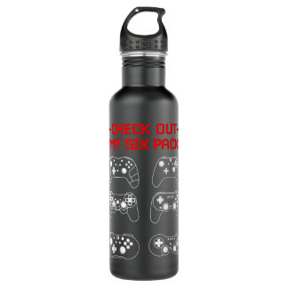 Funny Check Out My Six Pack Rpg Gamer Gift Video G Stainless Steel Water Bottle