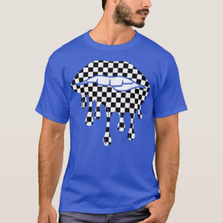 Funny Checkerboard Black White Lip Women T-Shirt