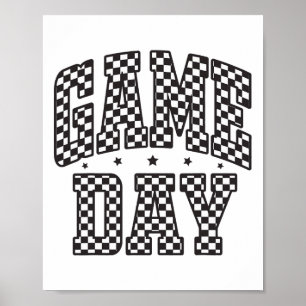 Funny Checkered Game Day Footll Black White Gift W Poster