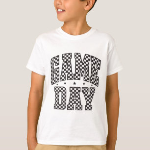 Funny Checkered Game Day Footll Black White Gift W T-Shirt