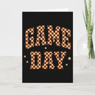Funny Checkered Game Day Footll Men Women Kids Tou Card