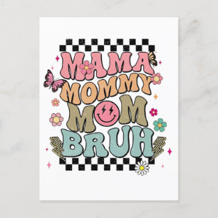 Funny Checkered Mama Flowers Mother’s Day Cute Mom Postcard