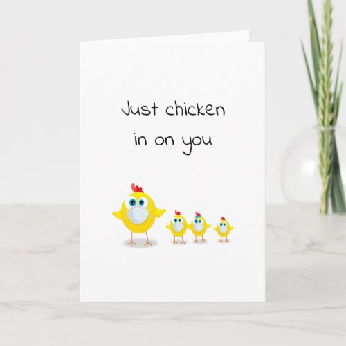 funny checking on you chickenhens pun card