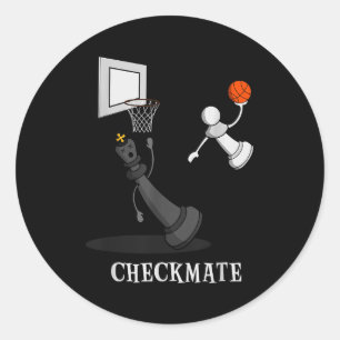 Funny Checkmate Chess Basketball Game Board King P Classic Round Sticker