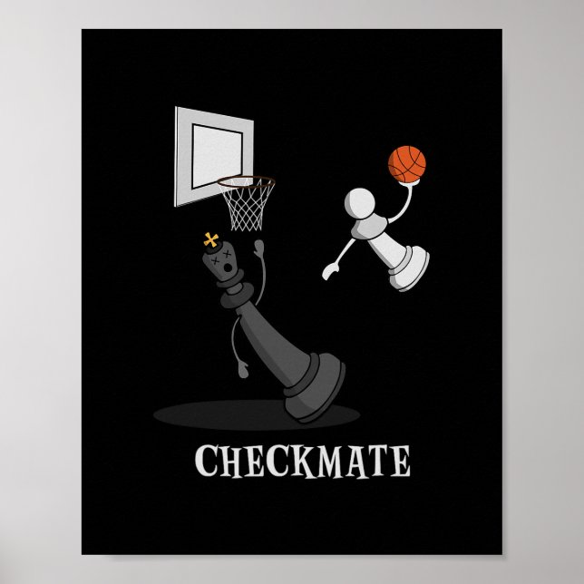 Funny Checkmate Chess Sketll Game Board King Pawn  Poster (Front)
