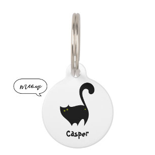 Funny Cheeky Black Cat Butt Cartoon Pet ID Tag