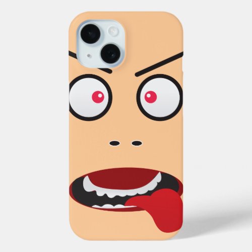 Funny Cheeky evil face sticking tongue out iPhone 15 Case