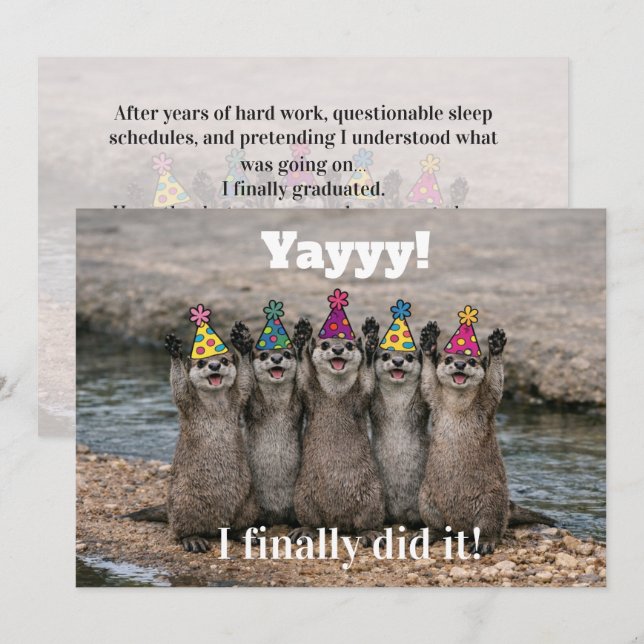 🎓Funny Cheeky Otter Celebration Card – Custom  (Front/Back)