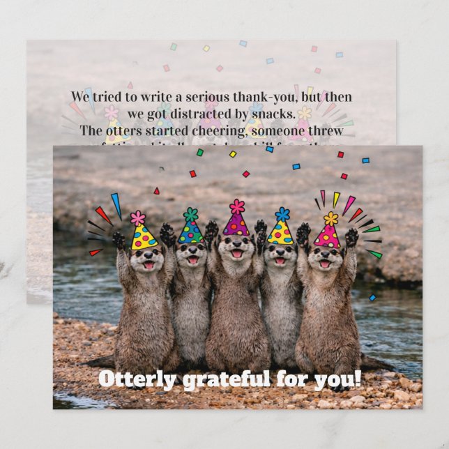 🎓Funny Cheeky Otter + Thank you card (Front/Back)