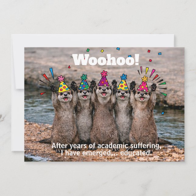 🎓Funny Cheeky Otter + Thank you Invitation (Front)