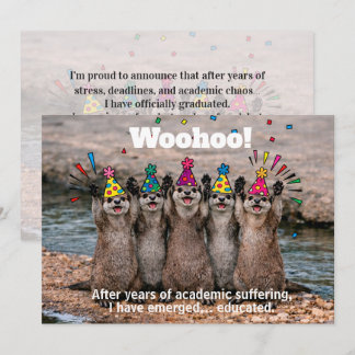 🎓Funny Cheeky Otter + Thank you Invitation