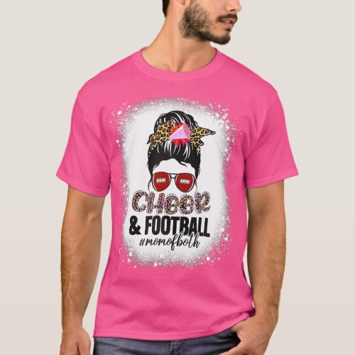 Funny Cheer  Cheerleading Mom Of Both Messy T_Shirt