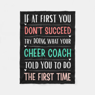 Funny Cheer Coach If At First You Don't Succeed Fleece Blanket
