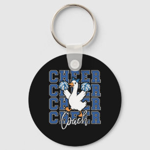 Funny Cheer Goose Coach Blue Coquette Bow Sport Ch Keychain