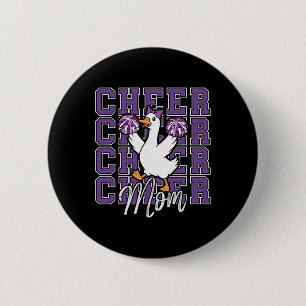 Funny Cheer Goose Mom Purple Coquette Bow Sport Ch Button