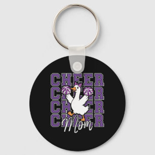 Funny Cheer Goose Mom Purple Coquette Bow Sport Ch Keychain