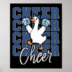Funny Cheer Goose Squad Blue Coquette Bow Sport Ch Poster