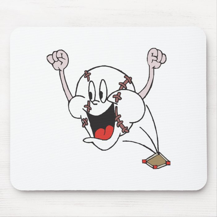 funny cheering homerun baseball cartoon mousepad