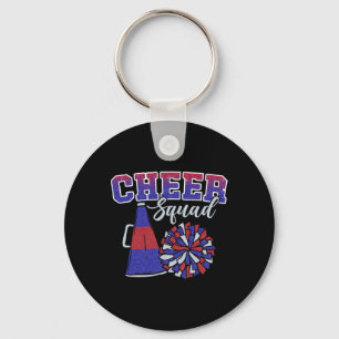 Funny Cheerleader Cheer Squad Cheerleading Red Blu Keychain