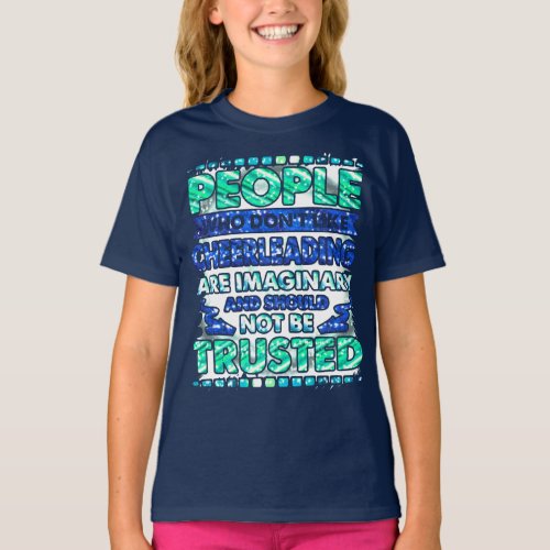 Funny Cheerleader Quote in Purple and Blue T_Shirt