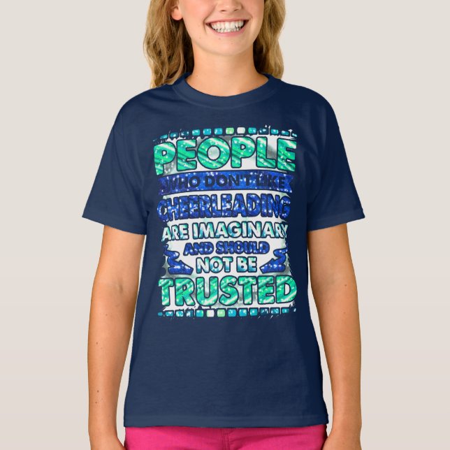 Funny Cheerleader Quote in Purple and Blue T-Shirt (Front)