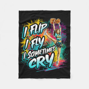Funny Cheerleading I Flip I Fly Cheerleader Cute C Fleece Blanket