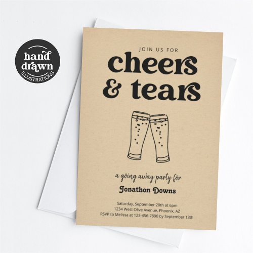 Funny Cheers  Tears Beer Going Away Party Invitation