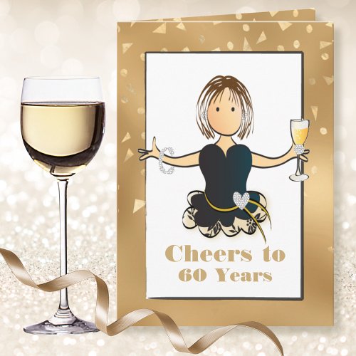 Funny Cheers to 60 for Her Sparkle 60th Birthday Card
